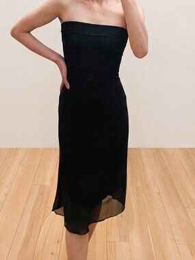 Strapless Black Midi Dress (XS)